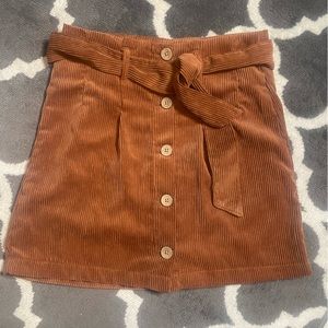 Indigo Rising Tan Corduroy Mini Skirt with Belt
